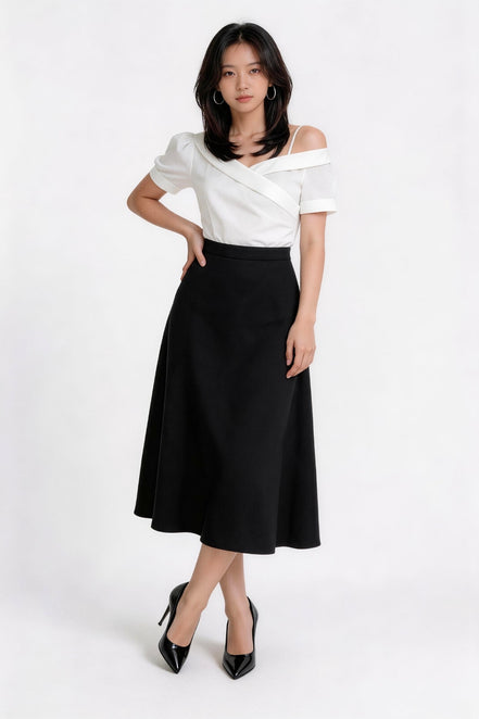 Virethea Fluid A-Line Midi Skirt