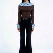 Vivia Faux-Layered Off-Shoulder Knit Top
