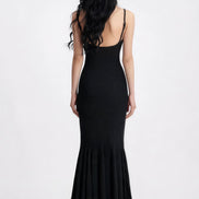 Lucianna Sculpted Flare-Hem Sleeveless Maxi Dress