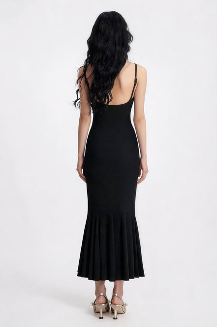 Lucianna Sculpted Flare-Hem Sleeveless Maxi Dress