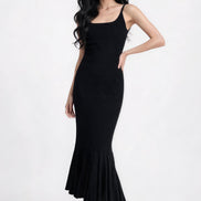 Lucianna Sculpted Flare-Hem Sleeveless Maxi Dress