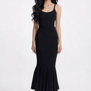 Lucianna Sculpted Flare-Hem Sleeveless Maxi Dress