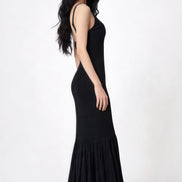 Lucianna Sculpted Flare-Hem Sleeveless Maxi Dress