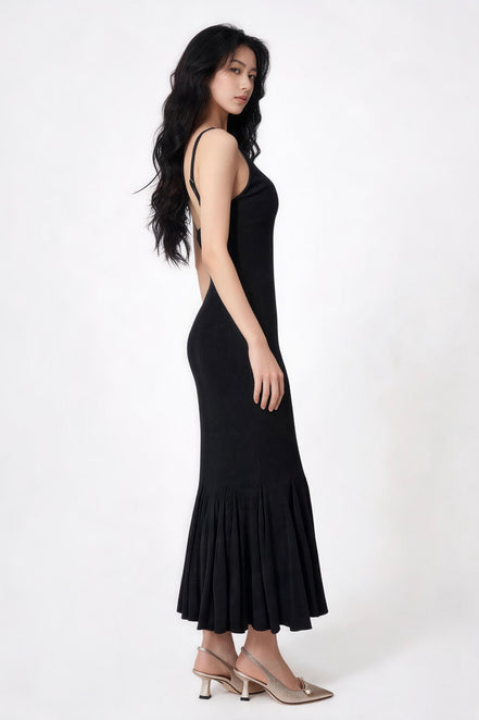 Lucianna Sculpted Flare-Hem Sleeveless Maxi Dress