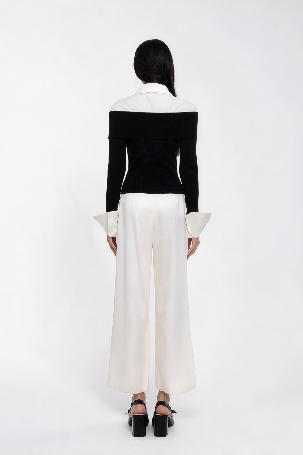 Vivia Faux-Layered Off-Shoulder Knit Top