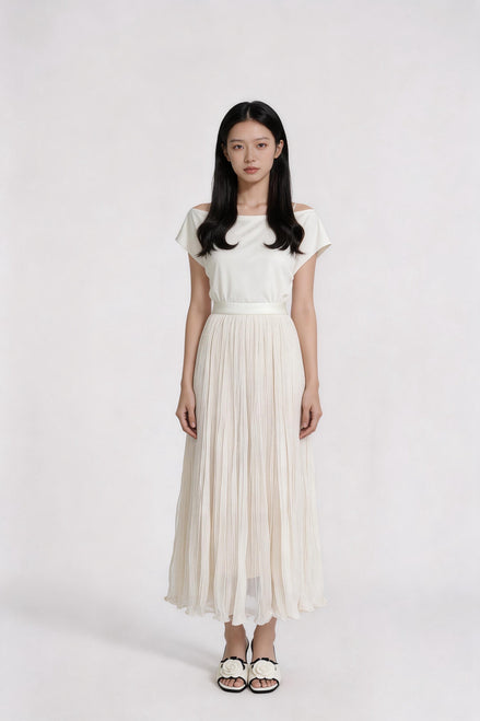 Rosavelle Whisper-Pleat Maxi Skirt