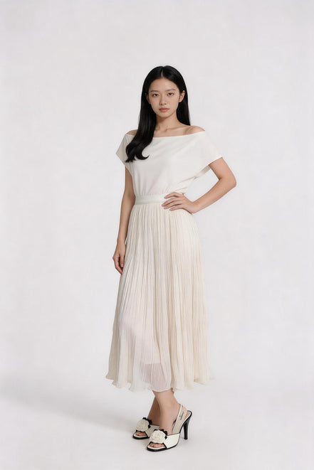 Rosavelle Whisper-Pleat Maxi Skirt