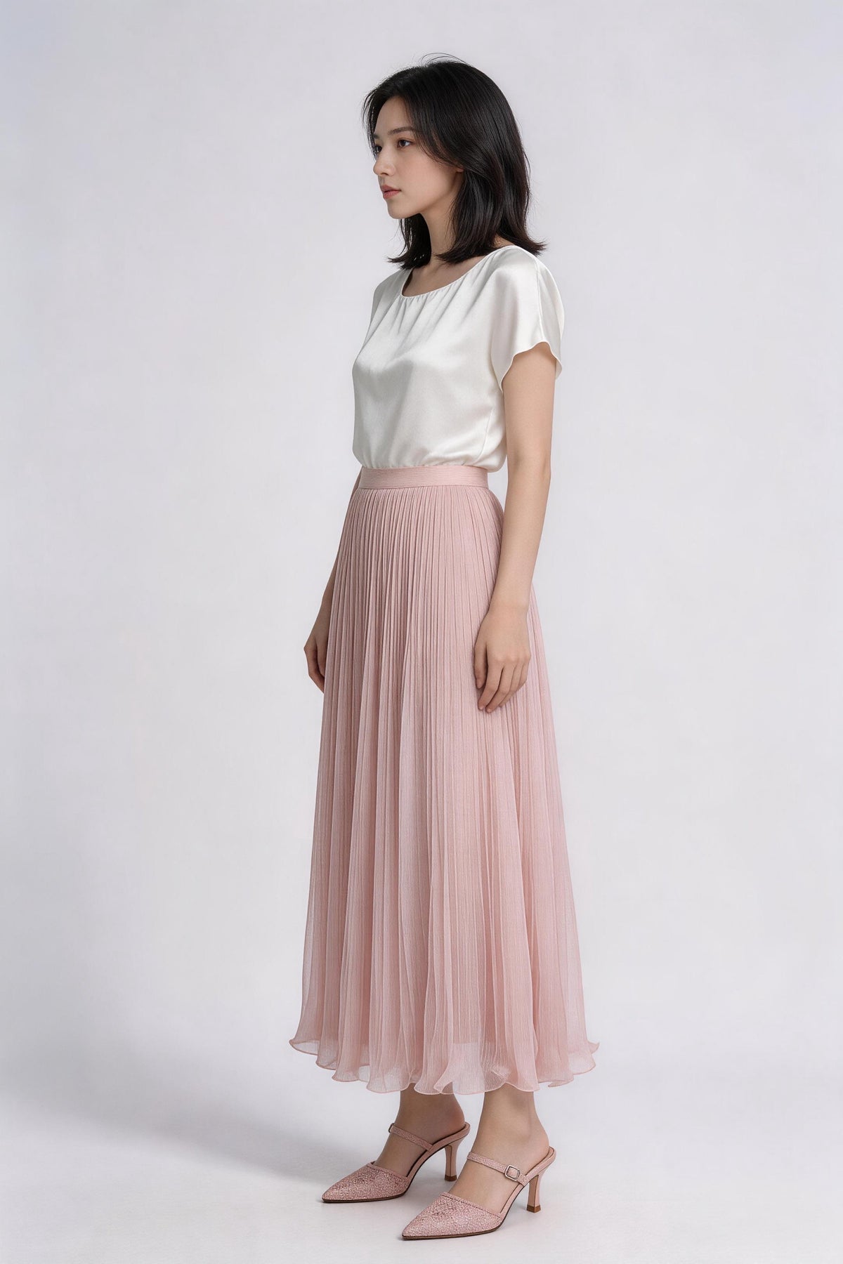 Rosavelle Whisper-Pleat Maxi Skirt