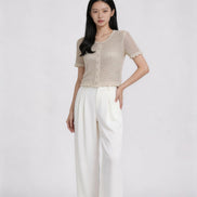 Zennia Openwork Crochet Top