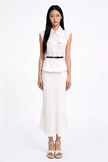 Xanthe Fluid High-Waisted Midi Skirt