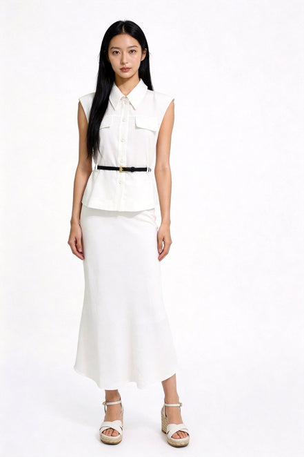 Xanthe Fluid High-Waisted Midi Skirt