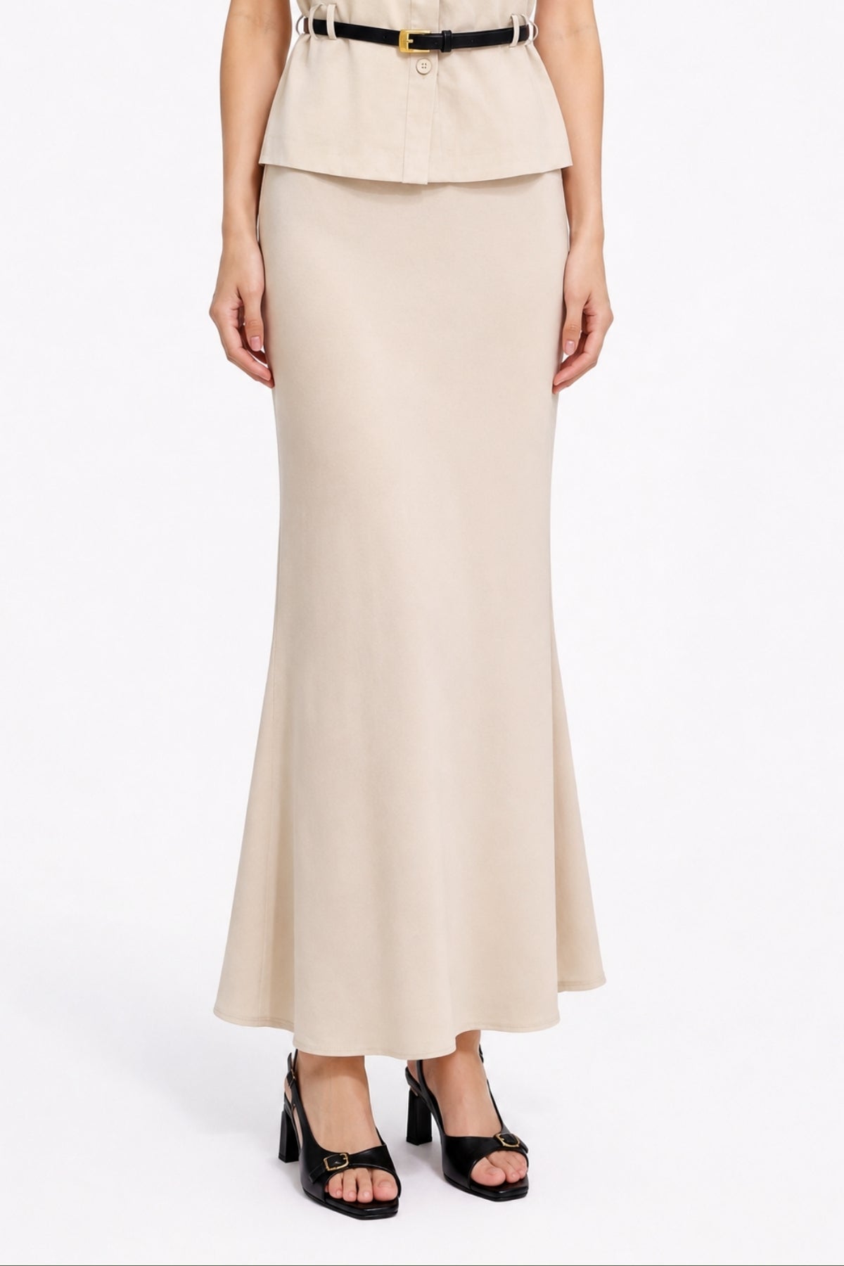 Xanthe Fluid High-Waisted Midi Skirt