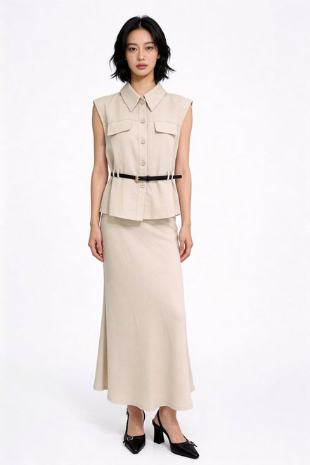 Xanthe Fluid High-Waisted Midi Skirt