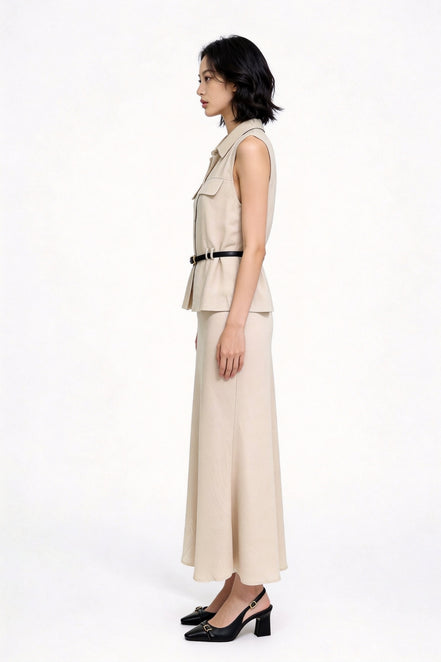 Xanthe Fluid High-Waisted Midi Skirt