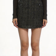 Xylia Fringed Tweed Mini Skirt