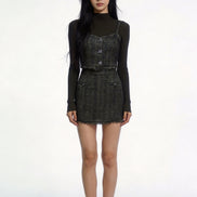Xylia Fringed Tweed Mini Skirt
