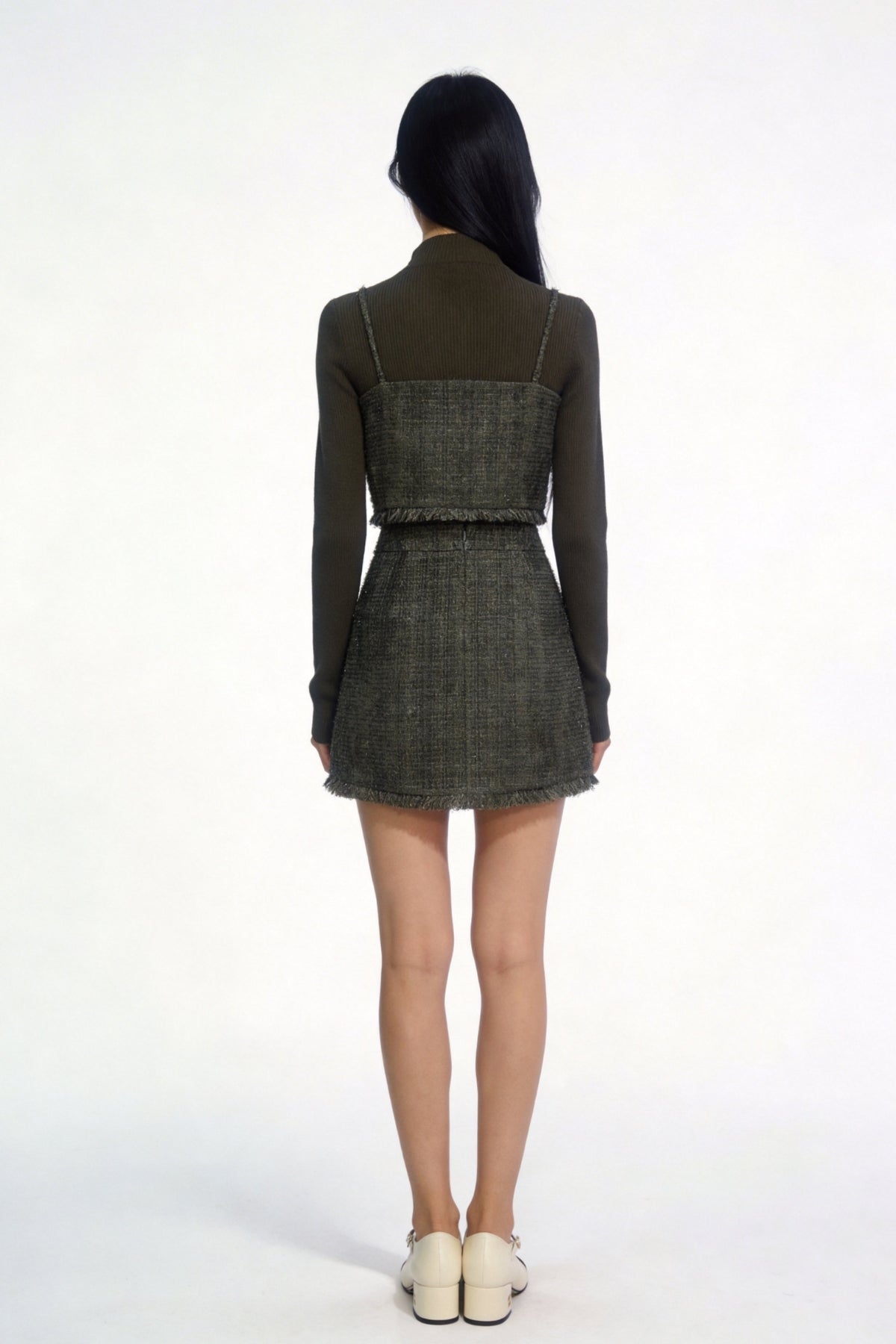 Xylia Fringed Tweed Mini Skirt