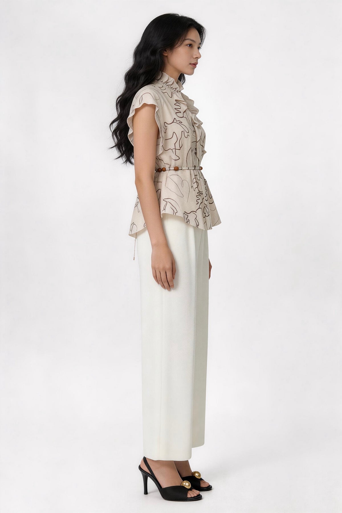 Harriet Drawstring-Hem Print Top