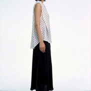 Yara Polka-Dot Tie-Neck Sleeveless Shirt