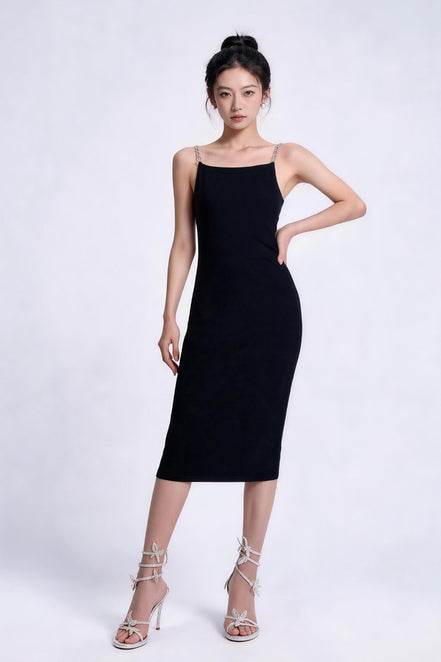 Zadie Chain-Strap Column Midi Dress