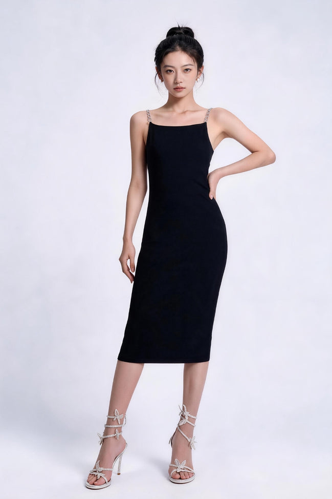 Zadie Chain-Strap Column Midi Dress