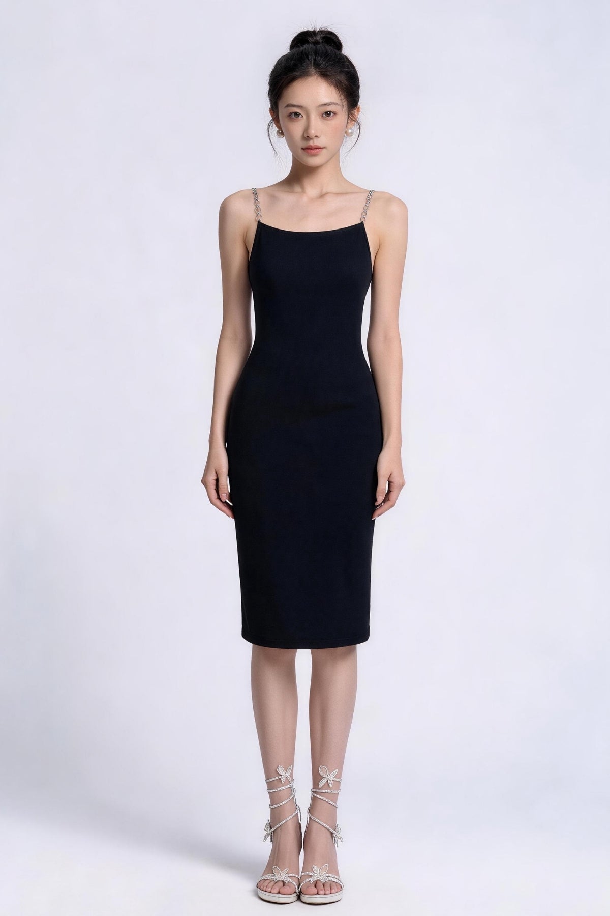 Zadie Chain-Strap Column Midi Dress