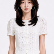 Zelisse Eyelet Peplum Top
