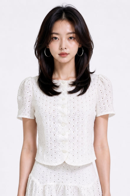 Zelisse Eyelet Peplum Top