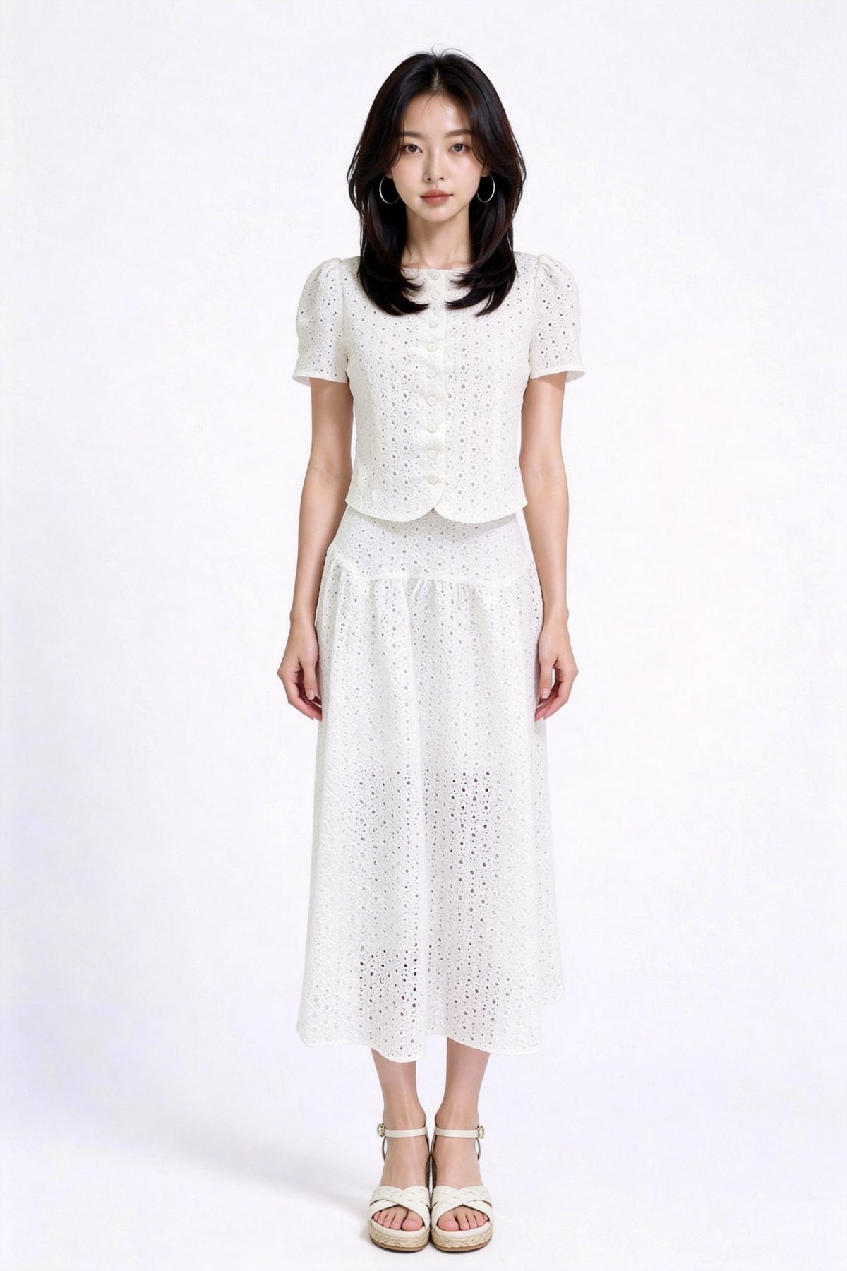 Zelisse Eyelet Peplum Top