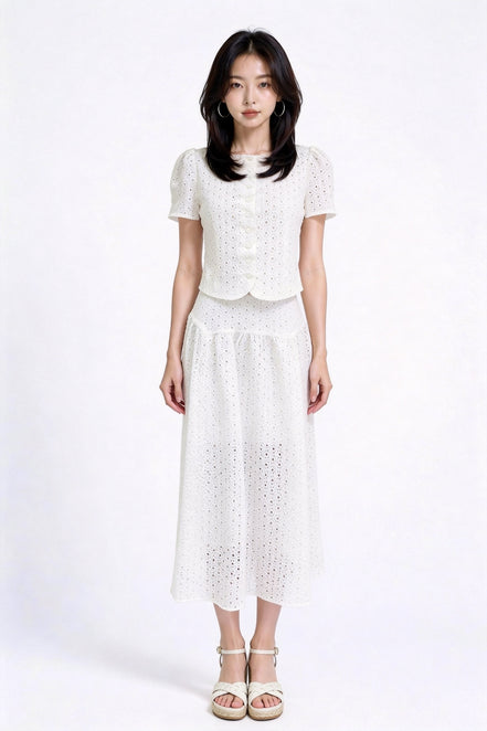 Zelisse Eyelet Peplum Top