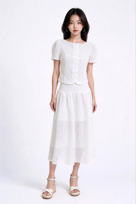 Zelisse Eyelet Peplum Top