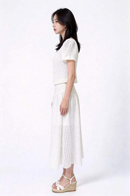 Zelisse Eyelet Peplum Top