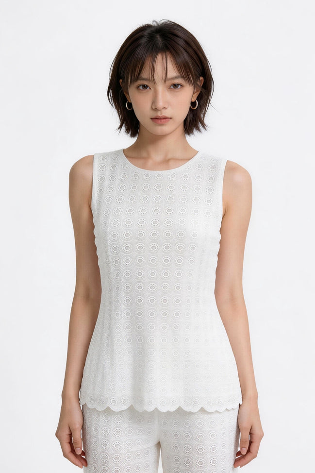 Zinnia Scalloped Eyelet Lace Top