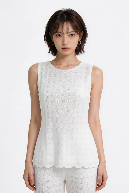 Zinnia Scalloped Eyelet Lace Top