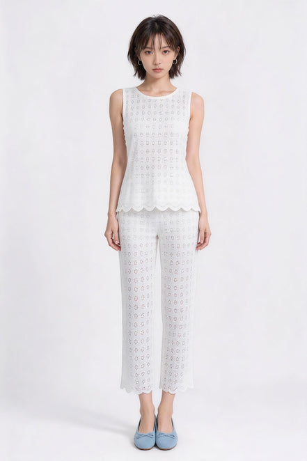 Zinnia Scalloped Eyelet Lace Top