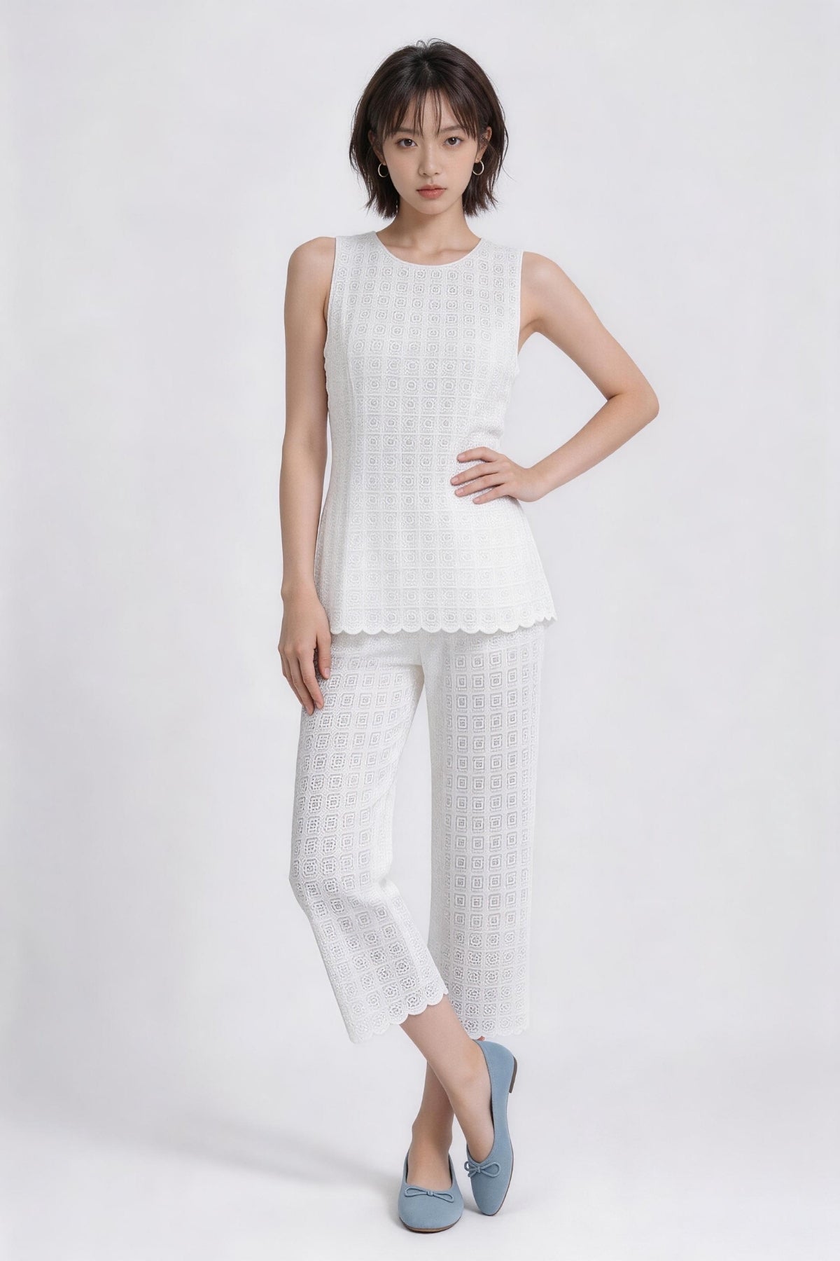 Zinnia Scalloped Eyelet Lace Top