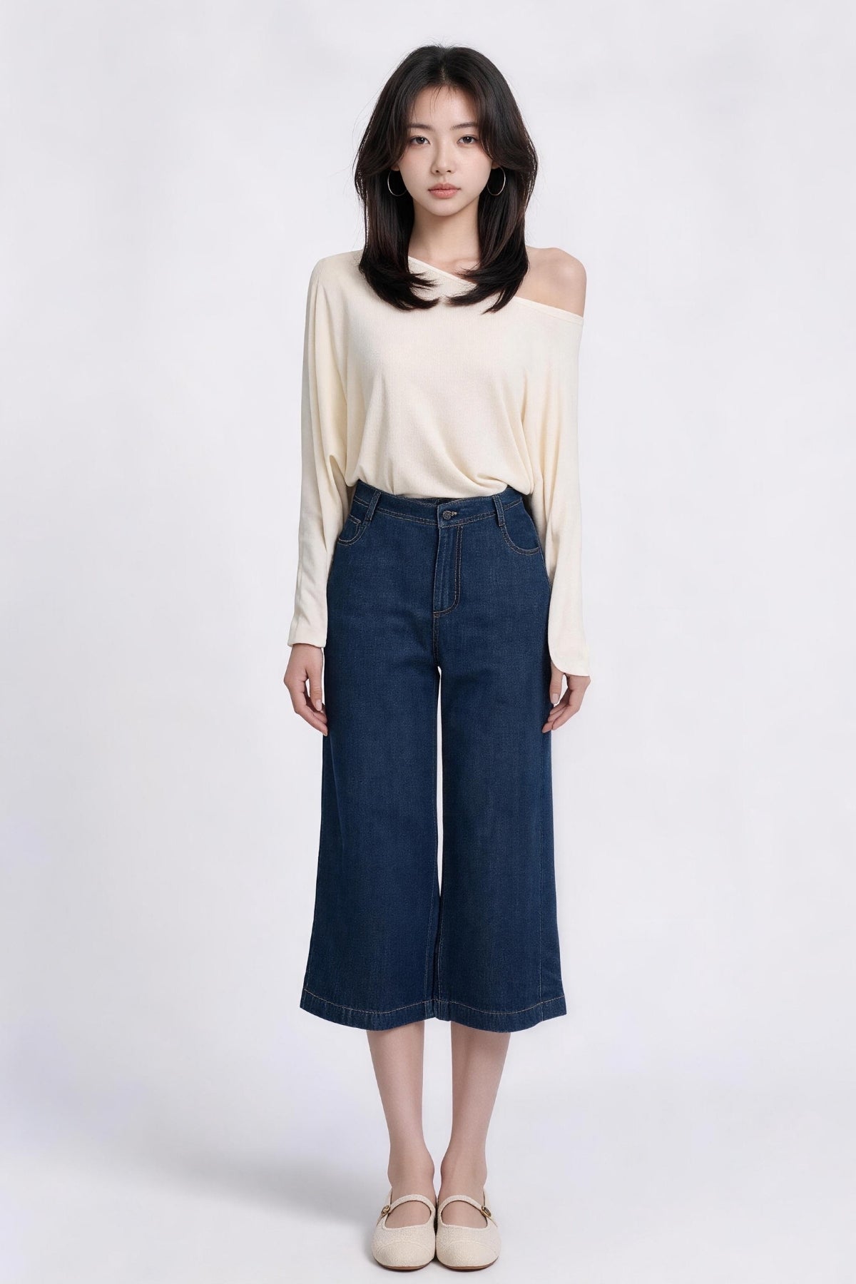 Zuelle High-Waisted Wide-Leg Denim Trousers