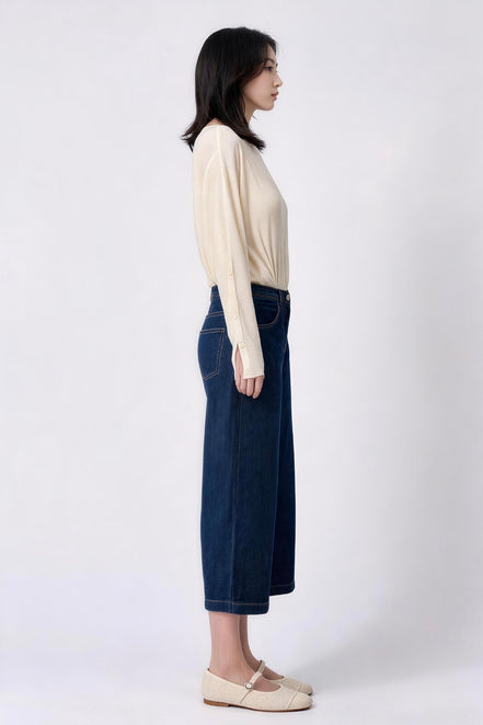 Zuelle High-Waisted Wide-Leg Denim Trousers
