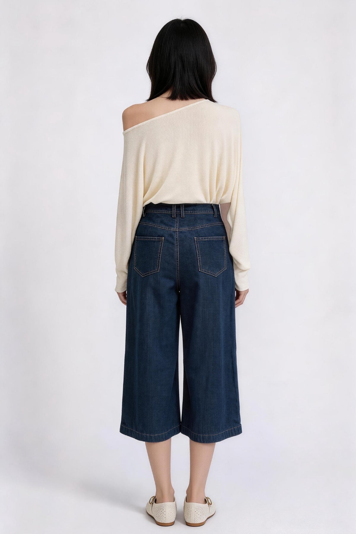 Zuelle High-Waisted Wide-Leg Denim Trousers