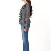 Amarantha Cascading-Ruffle Lace Blouse