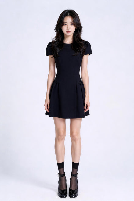 Faustine Draped-Neck Tweed Mini Dress