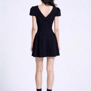 Faustine Draped-Neck Tweed Mini Dress