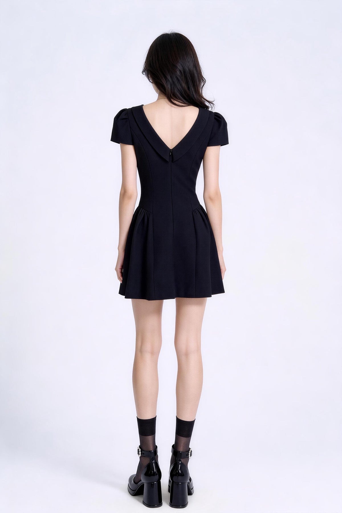 Faustine Draped-Neck Tweed Mini Dress