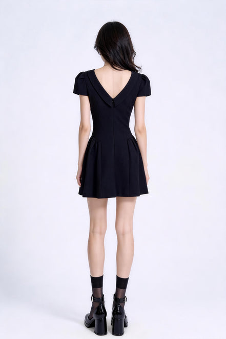 Faustine Draped-Neck Tweed Mini Dress