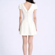 Faustine Draped-Neck Tweed Mini Dress