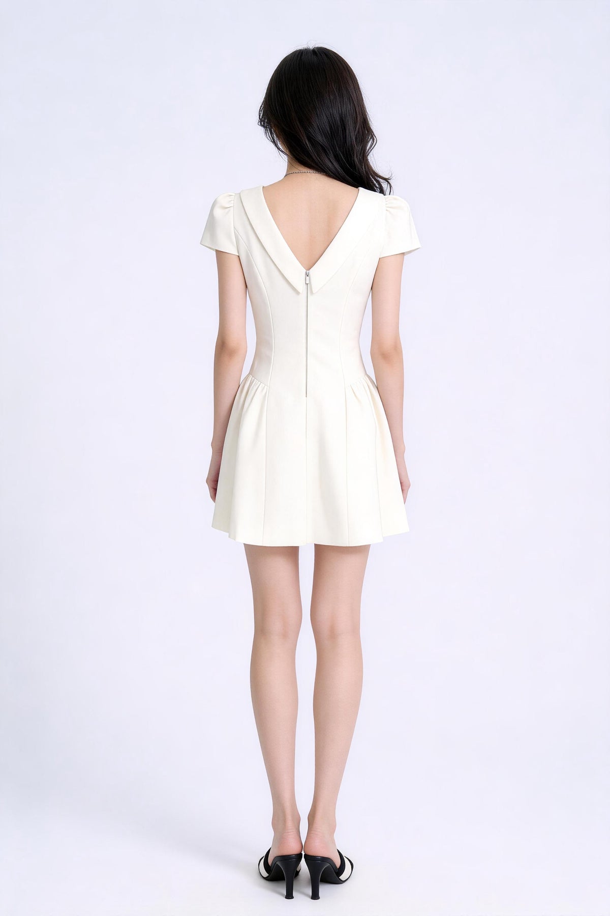 Faustine Draped-Neck Tweed Mini Dress