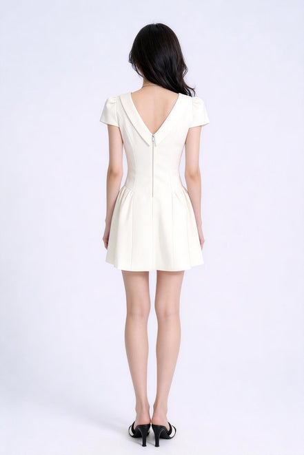 Faustine Draped-Neck Tweed Mini Dress